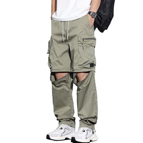 XYXIONGMAO Men's Techwear Convertible Cargo Pants Zip-Off Shorts 2